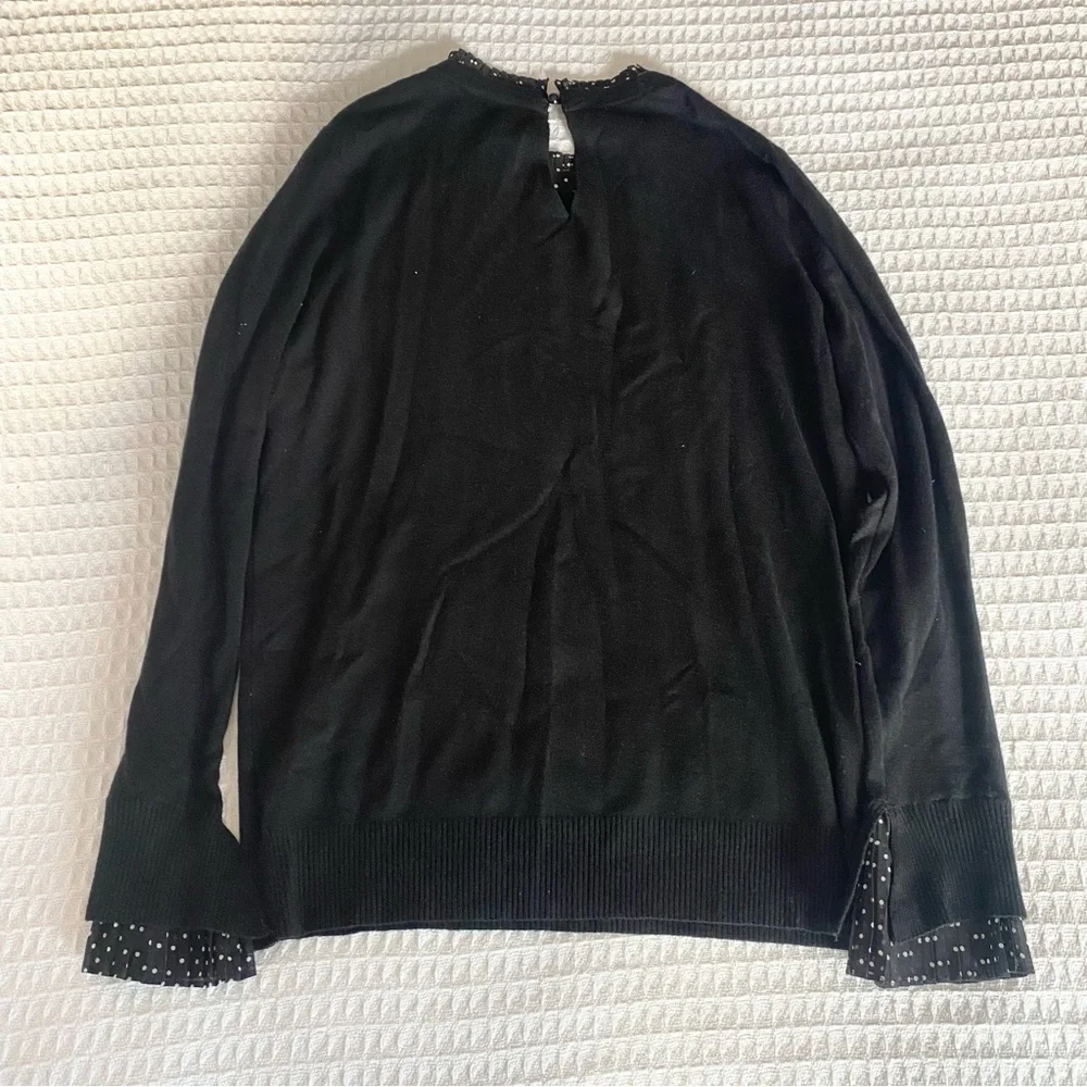 Vila Milano Black Sweater with Polka Dot Trim Medium